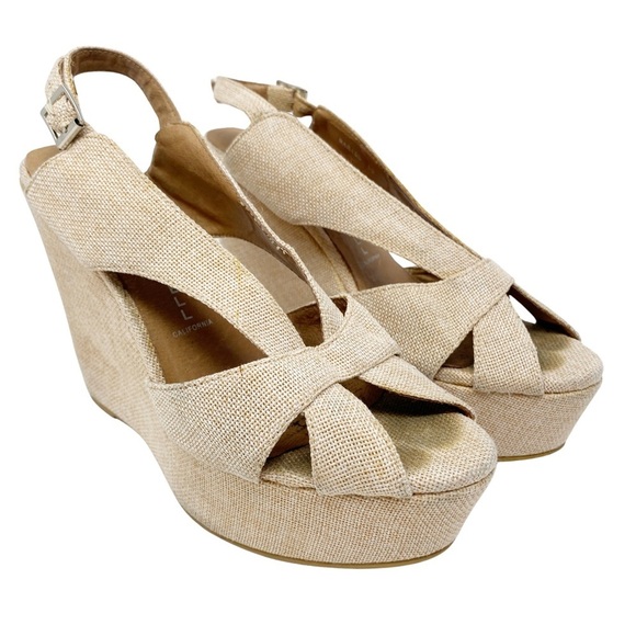 Jeffrey Campbell 10 Mariel Wedge Platform Heels Beige Neutral Open Toe - Picture 1 of 10